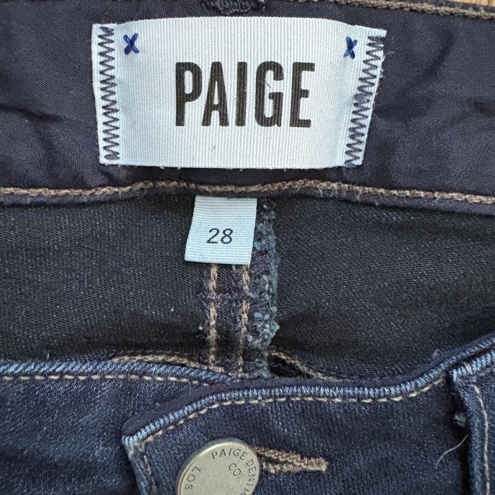 Paige Skyline Skinny Jeans Womens 28 Dark Indigo Blue Mid Rise Made in USA - Picture 7 of 10